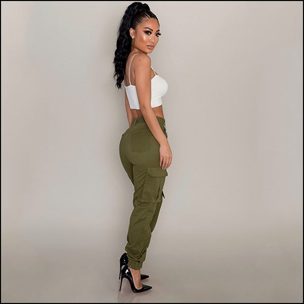 Pantalon vert militaire femme