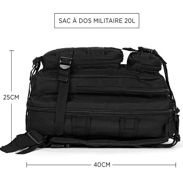 Sac à dos militaire noir 20l